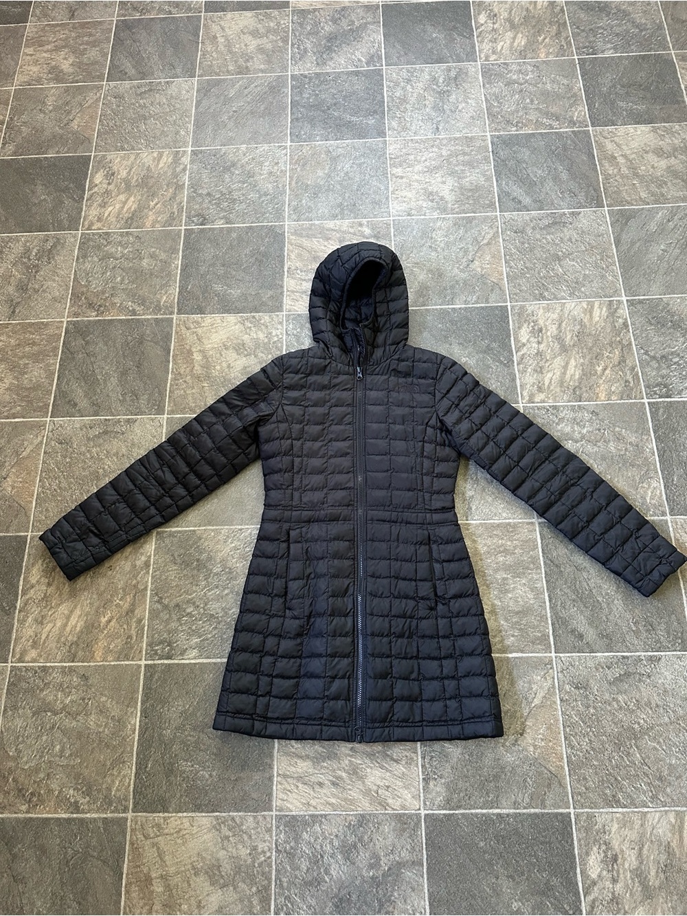 The North Face Women’s thin Black Quilted Hooded Puffer Coat